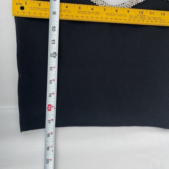Chanel Black Knit Cropped Cami Top Rhinestone Trim Straps Y2K Women S - Picture 7 of 8